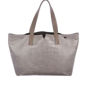 Vince- Croc Embossed gray leather tote